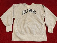 Vtg Heavyweight University Of Delaware Crewneck Sweatshirt Trashed reverse weave