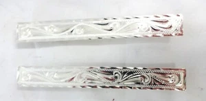 Square Bridle Trim Concho Pair Hansen Wester Gear Silver Plate Screw Back Horse - Picture 1 of 2