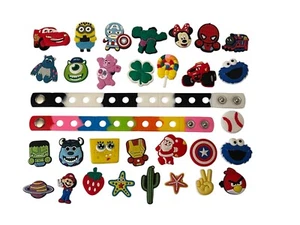 MARVEL/DISNEY/ETC Jibbitz & Croc Charms + Bracelets LOT of 32 LOOK! - Picture 1 of 10
