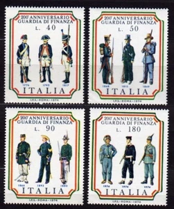 ITALY #1145-1148 MNH BICENTENARY CUSTOMS FRONTIER GUARDS (UNIFORMES) - Picture 1 of 1