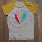 Gap GRL PWR grey and yellow T Shirt size M with sequin colour change heart