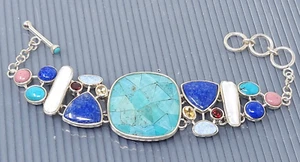 Vintage Sterling Silver Whitney Kelly WK Multi Gemstone Bracelet 8" - Picture 1 of 7