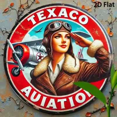 Letrero redondo resistente a la intemperie de aluminio TEXACO AVIATION ESTILO RETRO GARAJE HOMBRE CUEVA GAS Foto 1 de 3