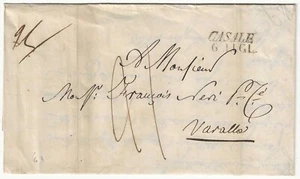 Sardegna - Prefilatelica del 1843 per Varallo con bollo nero di Casale - Picture 1 of 2