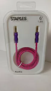 Heftklammern 6 Fuß geflochtenes Hilfs-Audiokabel rosa brandneu werkseitig versiegelt - Bild 1 von 2