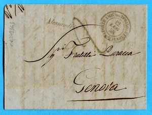 1858 ALESSANDRIA corsivo ferroviario + d.c.POSTE AMB.TRA TORINO E GENOVA(279363) - Picture 1 of 2