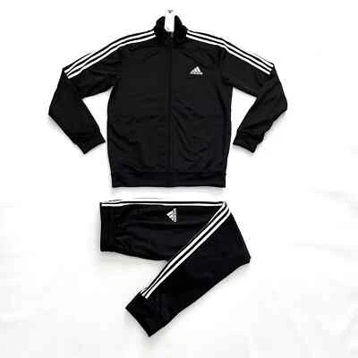 Adidas Para Hombre Tricot Negro Blanco Chándal Correr Entrenamiento Pista Chaqueta Joggers Foto 1 de 4