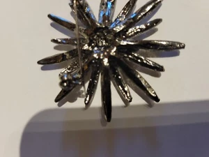 Vintage Flower Rhinestone Silver Toned Brooch Or Pendent - Picture 1 of 2