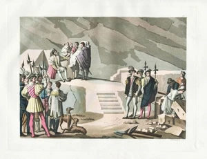 Burgos Cathedral Grave Tomb El CID Spain Aquatint Etching Ferrario 1820 - Picture 1 of 1