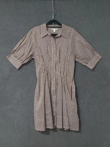 Country Road Size 10 Brown Beige Gingham Check Dress Button Front Pockets - Picture 1 of 11