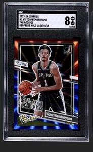 2023-24 Donruss Victor Wembanyama The Rookies Red & Blue Holo Laser /15 SGC 8 - Bild 1 von 2