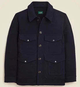 J. Crew Navy Blue Cruiser Jacket Mackinaw Double Faced Wool Oarsman Men's L NWT - Picture 1 of 8