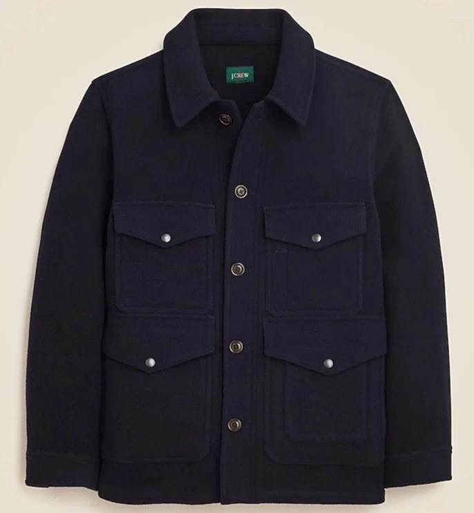 J. Crew Navy Blue Cruiser Jacket Mackinaw Double Faced Wool Oarsman Men's M NWT - Image 1 of 4