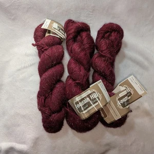 Fountain Hill Mohair Spazzolato 3 Ganci Colore Rubino Luci 100g 560yds - Foto 1 di 5