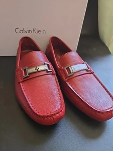 Calvin Klein Men's Magnus Weave Emboss Slip-on Loafer - Size 8.5 Red - Picture 1 of 7