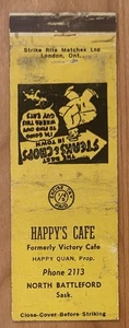 Matchcover Canada North Battleford Saskatchewan Happy's Cafe Happy Quan Chinese - Picture 1 of 2
