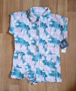 Grayson Pink Floral Short Sleeve Cotton Beach Pocket Romper Toddler Girls XS 4/5 - Picture 1 of 10