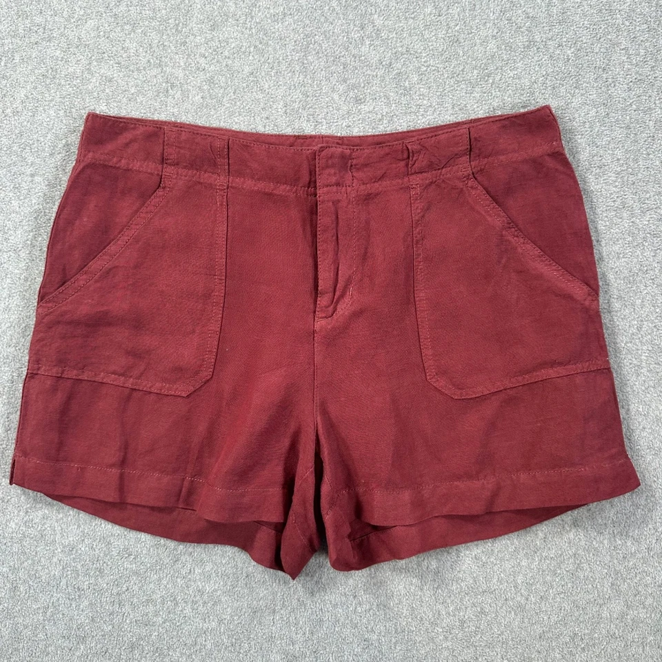 Sanctuary Linen Blend Burgundy Cargo Shorts Women's 28 Flat Front Pockets 3" Ins - Image 1 of 4