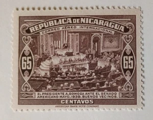 Sello de correo aéreo "extranjero" de Nicaragua, 1940, sc#C250, como nuevo, VLH, OG - Imagen 1 de 2