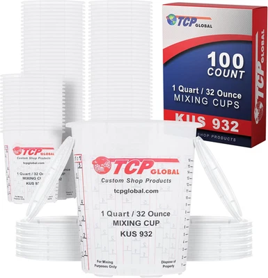 Paint Mixing Cups, 32-Ounce (Box of 100) - Plastic Measuring Cups for Liquids, A - Image 1 of 4