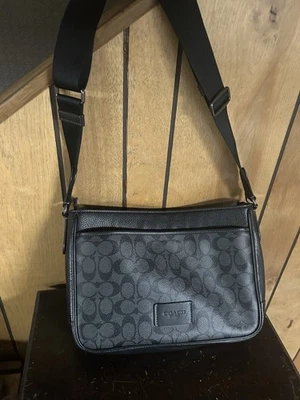 Coach Men’s District Crossbody Bag  – Signature Canvas & Leather Charcoal Black - Image 1 of 4