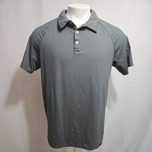 Barbell Apparel Polo Shirt Men Size Large Gray Raglan Sleeve Stretch Performance - Afbeelding 1 van 9