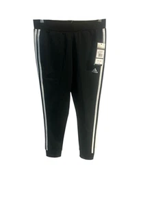 New Adidas 3 stipe knit joggers/ track pants black Girls Size S 7/8 - Picture 1 of 4