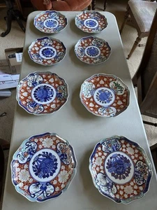 vintage japanese imari plates Dark Blue Multi Color Beautiful - Picture 1 of 12