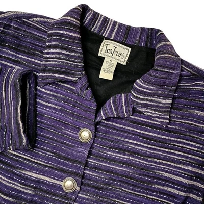 Chaqueta Blazer TanTrums Mujer Mediana Púrpura Negra Blanca Brillante Plateada Brillante Foto 1 de 4