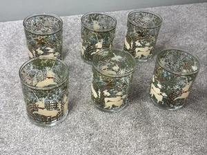 Cera 6er Set Vintage Gläser Verzauberter Wald verlorenes Einhorn MCM Barware 22k Gold - Bild 1 von 6