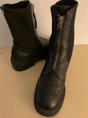 Sam Edelman Mujeres Cuero Negro Tejido Plataforma Combate Winniford Botas Talla 8/39 Foto 1 de 4