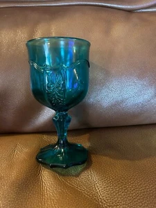 Vintage Fenton Empress Colonial Blue Teal Goblet - Picture 1 of 7