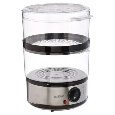 Brentwood TS-1005 2-Tier 5 Quart Electric Food Steamer, Stainless Steel, 400W - Image 1 of 4