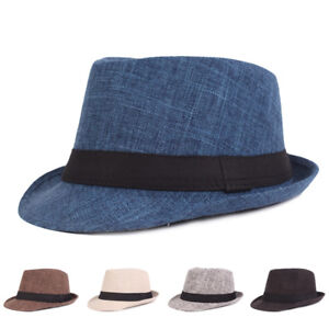 Men’s Summer Beach Sun Cap Outdoor Fedora Trilby Jazz Hat Panama Hat CS565