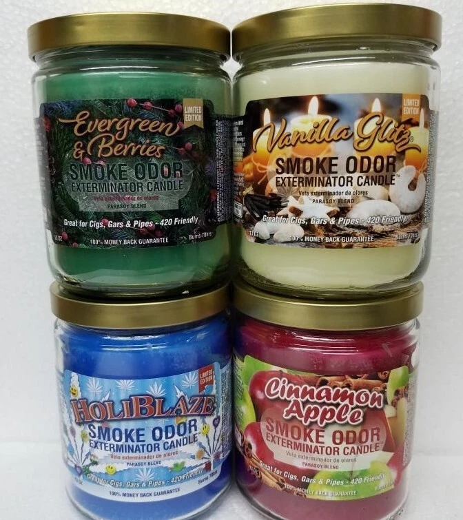 Smoke Odor Exterminator 13 oz Jar Holiday Candles Assortment Set of (4) Candles. - Image 1 of 4