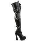Pleaser Electra-3028 Matte Black Thigh High Heel Boots • Ships In 2-4 Weeks •...