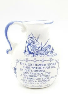 Left Handed Syrup Pitcher, Ceramic, Blue, White Fishing - Picture 1 of 5