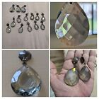 Vintage+Smoky+Gray+Crystal+Prisms+Rare+Lot+28pc+Tear+Drop+Faceted+Large+3%22