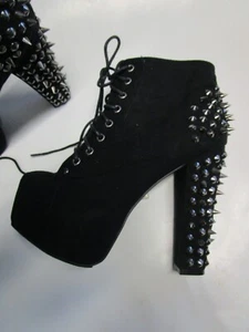 Breckelles Women's Black Silver Studded Platform Faux Suede Boots, Size 7.5 - Picture 1 of 13