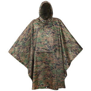 USGI Industries Military Style Multi-Use Rip Stop Rain Poncho (Colors Available)