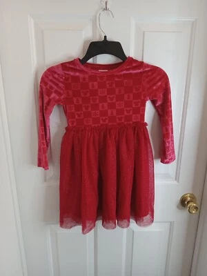 Disney's Mickey & Minnie Print &  Embossed Velour Tutu Dress by Size 5 Christmas - Image 1 of 4