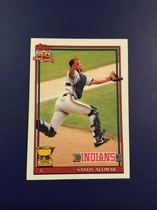 1991 Topps # 165 SANDY ALOMAR All Star Rookie Cleveland Indians GOLD CUP LOOK ! 