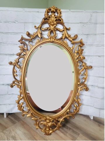 Vintage Burwood Wall Mirror | 32 X 21 | Hollywood  Regency Gold Ornate MCM Cover