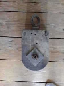 Vintage Steampunk Rustikal Holz Flaschenzug Scheune Bauernhof Industrial  - Bild 1 von 3