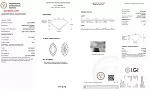 1.67 Ct MARQUISE Cut IGI Certified Lab Grown CVD Diamond F Color VS1 Clarity - Picture 1 of 10
