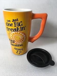Taza de viaje de cerámica Spoontiques - Taza Big Ray of Sunshine - Bebida caliente o fría - Imagen 1 de 5