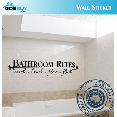 Wall Stickers Removable Bathroom Rules Wash Brush Bathroom Decal Picture Art • 4.99$
