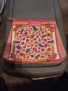 Estee Lauder Cosmetic Makeup Bag Pink Floral Fruit 8x6.5x2" Flowers Colorful - Picture 1 of 6