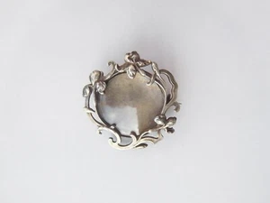 Rare French Art Nouveau Edwardian 1900 Silver Iris Photo Locket Brooch 🥀 - Picture 1 of 11