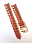 NEW VINTAGE 14mm APOLLO REDDISH BROWN GENIUNE LEATHER WATCH STRAP, GOLD BUCKLE. 